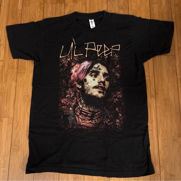 Tultex Black Graphic Tee with Pink and Brown Design - Picture 1 of 7